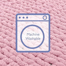 Bigacogo Chunky Knit Throw Blanket for Couch, 40x60 inches, 100% Hand Knitted with Thick Jumbo Chenille Yarn, Cozy Soft Large Rope Knot Cable Crochet Blankets for Sofa Bed Living Room, Blush Pink by CozyNest Decor