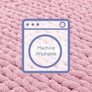 Bigacogo Chunky Knit Throw Blanket for Couch, 51x63 inches, 100% Hand Knitted with Thick Jumbo Chenille Yarn, Cozy Soft Large Rope Knot Cable Crochet Blankets for Sofa Bed Living Room, Blush Pink by CozyNest Decor
