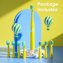 SEAGO Kids Electric Toothbrush, Rechargeable Sonic Soft Bristle Toothbrushes with 8 Brush Heads, DIY Stickers and 5 Modes, Ideal for Kids and Children, Ages 3–12,SG2303(Yellow) by TinyTreasures Baby Boutique