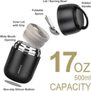 Insulated Food Container 17 oz Soup Thermo for Hot Food Kids Adults, Stainless Steel Vacuum Lunch Box with Folding Spoon, Adult Kids Thermo Portable with Handle for School, Office, Outdoor by TinyTreasures Baby Boutique