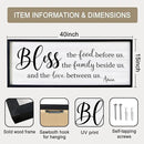 Bless the Food Before Us, the Family Beside Us, and the Love between us Framed Wall Art for Dining Room, 40''×15'' Holy Positive Religious Rustic Bible Verse for Christian God Jesus Christ Prayer by CozyNest Decor