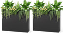 Stoog 38" Metal Tall Rectangular Planters Set of 2 - All-Weather Planter Box for Indoor/Outdoor Use, with Removable Insert Shelf, for Plants, Flowers, Garden, Black by GreenHaven Gardens