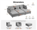 Oversized Modular Sofa, Extra Deep Cloud Chenille Sectional Couch with Ottoman Chaise, Fluffy Chenille 6 Seater Couch Bed for Living Room, Villa (Sofa Bed 6 Seater, Chenille Grey) by CozyNest Decor
