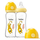 YOHKOH Natural Glass Baby Bottle with Natural Response Nipple, Newborn Anti-Colic Baby Bottles, Wide Neck Mushroom Cap Baby Bottle, Clear (8.8ounce (Pack of 2), Yellow2) by TinyTreasures Baby Boutique