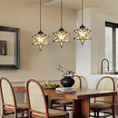 Modern Farmhouse Glam Chandelier Dining Room Glass Star Pendants Light Fixture Kitchen Island LED Ceiling Hanging Lights Included Warm Light Bulbs Black by CozyNest Decor