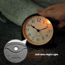 Small Desk Analog Alarm Clock Battery Powered Mini Metal Nightstand Shelf Clock with Light Side Table Decor Mid Century Cute Alarm Clock for Heavy Sleepers Bedrooms Desktop Living Room Bathroom by CozyNest Decor