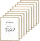HAUS AND HUES Square Picture Frames 16 x 20 Set of 9 - Photo Gallery Wall Frame Set, Wood 16x20 Frames, 16 x 20 Frames Gallery Wall Set, 16x20 Frame with Mat, Square Frames 16x20 (Beige Oak Frames) by CozyNest Decor