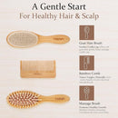 Bamboo Baby Brush and Comb Set (3-Piece) | Ultra-Soft Goat Bristle Newborn Hair Brush for Gently Soothing Cradle Cap | Natural Massage Brush & Toddler Comb | Perfect Baby Registry & Shower Gift by TinyTreasures Baby Boutique