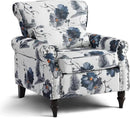 Wingback Accent Chair with Removable Pillow, High Back Floral Armchair with Solid Wood Legs & Nailhead Trim, Comfy Upholstered Reading Single Sofa Chair for Bedroom (1, Ink Blue Pattern) by CozyNest Decor