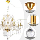 Modern Elegant 10 Lights K9 Crystal Glass Chandelier Golden Pendant Ceiling Lighting European Style for Dining Living Room Bedroom Transparent, 10 E12 Bulbs Required by CozyNest Decor
