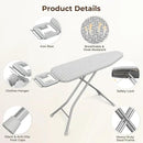 Yaheetech Foldable Ironing Board, Heavy Duty Iron Board with 9 Adjustable Heights, 4 Layer Cover and Safety Iron Rest, 52X14 Compact and Space Save Iron Board for Home Laundry Room Use, Gray&White by CozyNest Decor