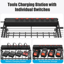 CCCEI Black Power Tool Organizer Wall Mount, Large Tools and Battery Storage Rack Charging Station Individual Switches. Drills Holder, Garage Utility Shelves with 10FT Power Strip. Gift for Men. by GreenHaven Gardens