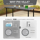PHI VILLA Outdoor Patio Bar Table for 4-6, Counter Height Rectangle Bar Table with All Weather Metal Steel Frame Black for Outside, Yard, Garden and Deck by CozyNest Decor