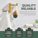 Angle Simple 3 Arms Towel Hook Brushed Gold, 304 Stainless Steel Swivel Triple Towel Holder, Folding Bathroom Hook, Wall Mount by CozyNest Decor