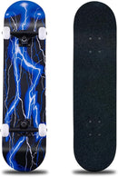 Skateboard,31 x 8 Inch Complete Skateboard, 8-Layer Maple Wood Deck Double Kick Standard Skateboards for Kids, Teens, Adult, Beginner by TinyTreasures Baby Boutique