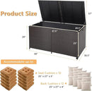 HAPPYGRILL 175 Gallon Outdoor Rattan Deck Box, Wicker Storage Bin with Zippered Liner & 2 Universal Wheels, Safe Pneumatic Rod, Patio Rattan Storage Container for Cushions Pillows by CozyNest Decor