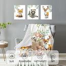 Personalized Baby Crib Bedding Set for Baby Boys Girls, Animal Stump Pattern Custom Name Baby Crib Sets 5-Pcs, Toddler Double Layer Blanket Fitted Sheets Changing Pad Cover Rug Wall Art Set by TinyTreasures Baby Boutique