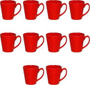 DISCOUNT PROMOS Glossy Ceramic Latte Coffee Mug 12 oz. Set of 10, Bulk Pack - Perfect for Tea, Espresso, Cappuccino, Hot Cocoa - Red by CozyNest Decor