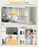 Babytronic Wooden Kitchen Playset for Kids, Interactive Play Kitchen with Lights & Sounds, Children Pretend Toy Kitchen Set with Faucet, Oven, Microwave, Kitchenware for Toddlers Ages 3+ (White) by TinyTreasures Baby Boutique