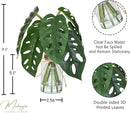 Artificial Flowers Turtle-Back, Alocasia Leaf, in Glass Vase with Faux Water,7Pcs Artificial Leaves Real Touch Latex Leaves for Centerpiece (2, Turtle-Back&Alocasia Leaves) by CozyNest Decor