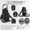 Water Bottle Holder with Strap, 4 Big Pockets with Compartment, 24oz/32oz/40oz Crossbody Water Bottle Carrier Bag by TinyTreasures Baby Boutique