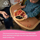 Abiie Octopod Bamboo Dish - Kids Plates for 4 months and up, 3-Compartment Baby Plates with Suction, Round Bamboo Baby Plate, Mess-Free Toddler Suction Plates, Baby Feeding Supplies, 7.5 x 7.5 x 1.9in by TinyTreasures Baby Boutique