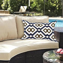 Alysheer Embroidered Lumbar Decorative Throw Pillow Cover 12"x 20", Classic Boho Geometric Embroidery Pattern Cotton Rectangular Cushion Case for Sofa Couch Living Room Bedroom(Blue Brown) by CozyNest Decor