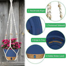 ZMTECH 2 Pack 8 Inch Blue Hanging Planters with Macrame Plant Hanger for Indoor and Outdoor Plants, Self Watering, Drainage Hole, Visible Level Tray by GreenHaven Gardens