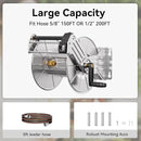 Giraffe Tools Stainless Steel Garden Hose Reel Heavy Duty, Wall/Floor Mounted Stainless Water Hose Reel Retractable with Crank, 150-Feet 5/8" Hose Capacity by GreenHaven Gardens