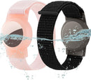 Waterproof Air Tag Bracelet for Kids (2 Pack), Soft Nylon Hidden Air Tag Wristband Full Cover Lightweight GPS Tracker Holder Compatible with Apple AirTag Band for Toddler Child (Black & Pink) by TinyTreasures Baby Boutique