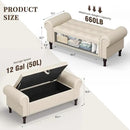 51" Storage Ottoman Bench for Bedroom, Full Queen Storage Bench with Button, Upholstered Bedroom Bench with Rolled Arms for Living Room, Storage Room, Entryway, Beige+Brown Legs by CozyNest Decor