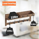 AMBIRD Wall Hooks with Shelf 26.57inch Entryway Wall Hanging Shelf Wood Coat Hooks for Wall with Shelf Coat Rack Wall Mount Rack with 5 Dual Hooks 3 Key Hooks Mail Organizer and Key Rack Key Holder by CozyNest Decor