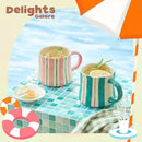Striped Ceramic Coffee Mugs Set - 2 Pack, Pink & Green，Perfect for Morning Brew or Tea and Cocoa - for Coffee Lovers by CozyNest Decor