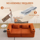 78" W Loveseat Sofa, 4 in 1 Convertible Floor Sofa Bed, Boneless Cloud Couch with Cup Holder, Fold Out Floor Couch, Loveseat Recliner Sleeper for Living Room Bedroom Lounge(Corduroy, White) by CozyNest Decor
