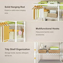 Ulif U13 Medium Over Washer and Dryer Storage Shelves, 6 Tiers Laundry Room Standing Shelf with 2 Hanger Rods, Space Saver Clothes Drying Rack, 57.8" W x 22" D x 77.4" H, White by CozyNest Decor