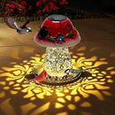 Mushroom Solar Bird Feeders for Outdoors Hanging Metal Wild Bird Feeder Garden Lantern with S Hook for Garden Decoration red by CozyNest Decor