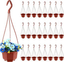 Roshtia 24 Pcs Hanging Plastic Planter Pot with Hook Flower Pots Baskets Hanging Nursery Planter Holder for Outdoor Indoor Plant Garden(Brown,5 Inch) by GreenHaven Gardens