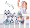 Jollybaby Baby Car Seat Stroller Toys, Plush Activity Hanging Spiral Activity Pram Crib with Music Box, Rattles, Squeaker for Babies Infant Boys Girls(Grey Fox) by TinyTreasures Baby Boutique