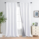 XWZO 100% Blackout Curtain Panels - Rod Pocket Thermal Insulated Black Liner Curtains, Noise Reducing and Heat Blocking Drapes for Hall and Studio Windows with Tiebacks, White, W52 x L95, Set of 2 by TinyTreasures Baby Boutique