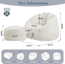 Giant Bean Bag Chaise Lounge Indoor Chair for Adults - Comfy Plush Round Shell Soft Accent Chair, Oversized Cozy Floor Sofa for Living Room, Bedroom & Game Rooms, Beige by CozyNest Decor