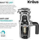 KRAUS® WasteGuard™ High-Speed 1/2 HP Continuous Feed Ultra-Quiet Motor Garbage Disposal with Power Cord and Flange Included and Universal Mount by CozyNest Decor