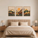 Celestdeco Woodcut Style Mountain Framed Canvas Wall Art Set, Large Brown Ridge Wall Decor, Boho Pine Tree Wall Painting, Abstract Wooden Art Print for Living Room, Bedroom, Office - 16"X24"X3 (Not-3D Effect) by CozyNest Decor