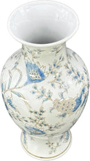 Galt International White & Blue Floral Chinoiserie Ceramic Vase 14" - Hand Painted Antique Style Porcelain Flower Bottle Fishtail Porcelain Chinese Vase for Home Decor Centerpiece by GreenHaven Gardens