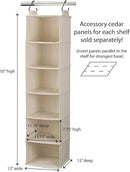 Household Essentials Cedarline 6-Shelf Hanging Closet Organizer, Heavy-Duty Cotton Canvas, Breathable, Versatile, Compact, Perfect for Rod or Wire Closets, Natural by CozyNest Decor