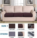 H.VERSAILTEX Super Stretch Individual Seat Cushion Covers - Sofa & Couch Cushion Slipcover Sets - Thick Jacquard Textured Twill Fabric (3 Piece XL, Chocolate) by CozyNest Decor