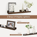 Picture Ledge Shelf, Solid Pine Wood Floating Shelves Set of 4, 16 Inches Nursery Book Shelves for Toys Storage, Kids Bookshelf Wall Mounted for Living Room Decor Photo Frames, Walnut by TinyTreasures Baby Boutique