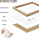 upsimples 4x4 Picture Frame, Natural Solid Wooden Picture Frames, Display 3x3 with Mat or 4 x 4 Without Mat, Wall or Tabletop, 1 Pack, Natural by CozyNest Decor