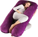 Amagoing 55 inches Pregnancy Pillows for Sleeping, U Shaped Maternity Full Body Pillow for Pregnant Women with Hip, Leg, Back, Belly Support, Washable Velvet Cover Included (Dark Purple) by TinyTreasures Baby Boutique