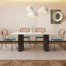 Rattan Dining Chairs Set of 2, Mid Century Modern Dining Chairs with Cane Back for Kitchen Dining Room, 19 Inch Fabric Green by CozyNest Decor