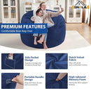 3FT Bean Bag Chair, Comfy Bean Bag Chairs with Memory Foam Filled, Fluffy Beanbag Sofa with Dutch Velvet Cover, Round BeanBag Chairs for Living Room, Playroom - Blue by TinyTreasures Baby Boutique